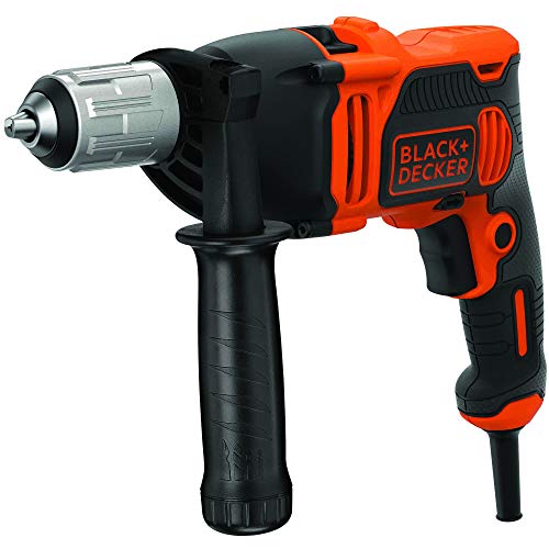 Black+Decker 850W 1-Gang Schlagbohrmaschine (Schlagbohrer, 13mm Schnellspannbohrfutter, konstanter Rechts-/Linkslauf, Griffgummierung, Zweihandgriff, inkl. 3x HSS Bohrer, 3x Steinbohrer) BEH850 von Black+Decker