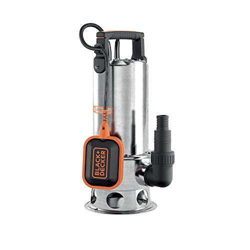 Black+Decker BXUP1100XDE Tauchpumpe für Schmutzwasser (1100 W, max. Förderleistung 16.500 l/h, max. Förderhöhe 10,5 m), Grau von BLACK+DECKER