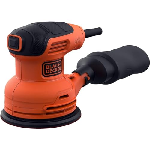 Black+Decker Exzenterschleifer (230W, Scheiben-Ø 125 mm, mit integrierter Staubabsaugung, zum Schleifen/Polieren, Ergonomisches Griffdesign, Klettfix-System, inkl. 1 Schleifpapier K120) Bew210 von Black+Decker