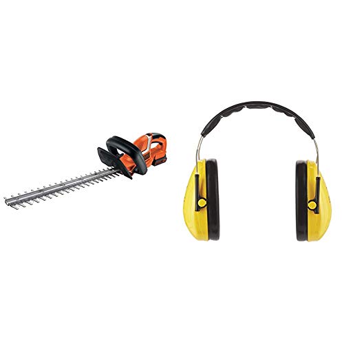 Black+Decker 18 V Akku Heckenschere für mittlerer bis großer Hecken GTC1845L20 + 3M Peltor Optime I Kapselgehörschützer, mit verstellbarem Kopfbügel für Lärm bis 98 dB - SNR 27 von Black+Decker