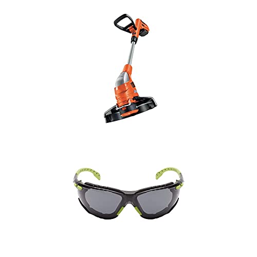 Black+Decker 18V Akku-Rasentrimmer GLC1823L20, 23cm Schnittbreite, mit Akku und Ladegerät, inkl. 3M™ Solus™ 1000 Schutzbrille mit Antibeschlag-Beschichtung, grün/schwarz, grau, mit Tasche S1GG von Black+Decker