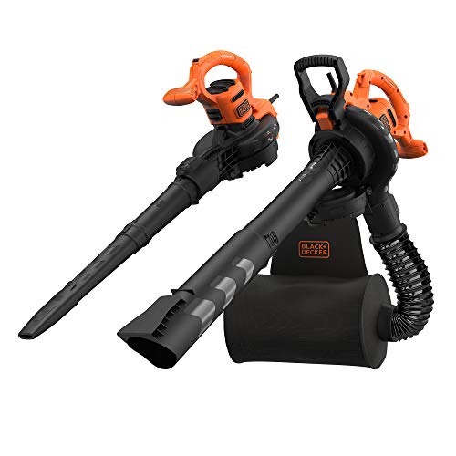 Black+Decker 3-in-1 Elektro-Laubsauger / Laubbläser BEBLV290 (2.900 Watt, mit Häcksler, hohe Blasgeschwindigkeit von 315 km/h, 55l Fangsack-Rucksack, für Terrassen, Wege, Einfahrten) von Black+Decker