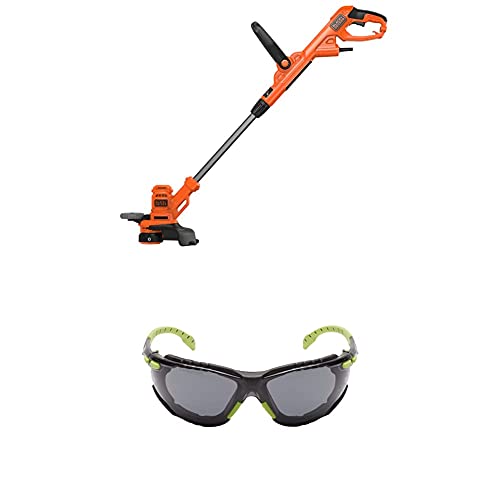 Black+Decker 550W Elektro-Rasentrimmer BESTA530, 30 cm Schnittbreite, AFS Fadenverlängerung, inkl. 3M™ Solus™ 1000 Schutzbrille mit Antibeschlag-Beschichtung, grün/schwarz, grau, mit Tasche S1GG von Black+Decker