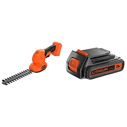 Black+Decker Akku Gras- und Strauchscheren-Set BCSS18B BCSS18B-XJ schwarz/orange & Li-Ion Slidepack Akku BL2018 von Black+Decker