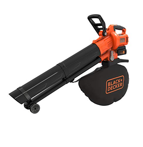 Black+Decker Akku Laubsauger/-bläser mit Häcksler BCBLV3625L1 (45l Fangsack, bürstenloser Motor, 210 km/h Luftgeschwindigkeit und hohe Saugleistung – 36V, inkl. Akku und Ladegerät) von Black+Decker