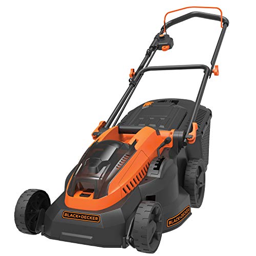 Black+Decker Akku-Rasenmäher CLM3825L2 (36V, 2.5Ah, 38 cm Schnittbreite, für große Rasenflächen bis 600 m², 6-fache Höhenverstellung, inkl. 2 Akkus, Ladegerät, 35l Fangkorb) von Black+Decker