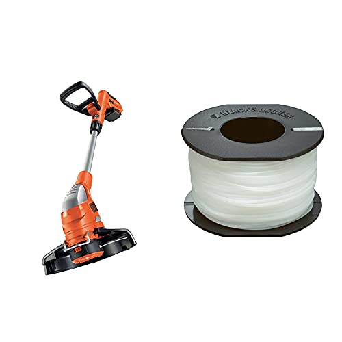 Black+Decker Akku-Rasentrimmer (18V 2,0Ah Li-Ion, Schnittbreite 23 cm, Zweithandgriff) GLC1823L20 & Ersatzfaden Reflex (für Gartentrimmer, 50 m Länge, 1,5 mm Durchmesser) A6171 von BLACK+DECKER