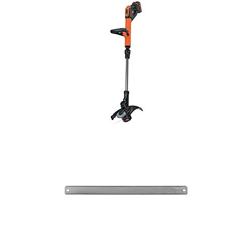 Black+Decker Akku-Rasentrimmer (Powercommand EasyFeed, 18V 4,0Ah, inkl. Akku und Ladegerät) + Stanley Ersatzsägeblatt für Gehrungslade (aus Metall mit Säge) von Black+Decker