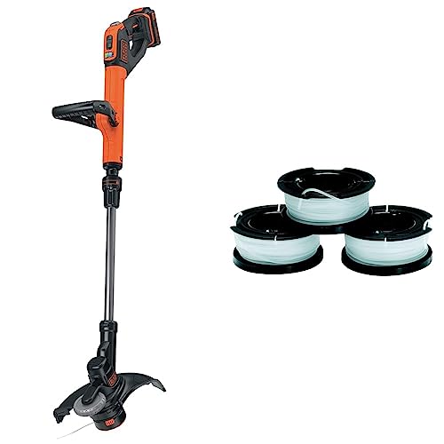 Black+Decker Akku-Rasentrimmer & A6485 Fadenspulen (für Trimmer 3er Pack- 3 x 10 m Länge, ⌀ 1,5 mm Fadendurchmesser) Mehrfarbig von Black+Decker