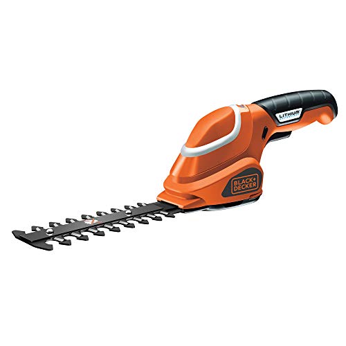 Black+Decker 3.6V Li-Ion Akku Strauchschere GSL300, Schwertlänge 15 cm, Akkulaufzeit ca. 50 Minuten, Softgriff, Einschaltsperre, Ladeanzeige, Ladestation und Ladekabel enthalten, schwarz orange, Rot von Black+Decker