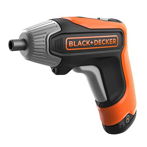 Black+Decker Akku-Schrauber (3.6 Volt, 5.Nm, mit LED-Licht, Handlicher Schrauber für Kleinere Schraubarbeiten, in Aufbewahrungsbox, inkl. USB-Schnell-Ladegerät und 10 Schrauberbits 25mm) BCF611CK von BLACK+DECKER