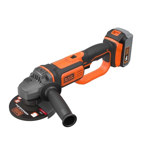 Black+Decker BCG720N Winkelschleifer (18V, 125mm Scheiben-ø, Sanftanlauf, für Trenn, Schleif- & Schrupparbeiten, mit Zusatzhandgriff, Schutzhaube & Zubehör; ohne Akku & Ladegerät), Orange/Schwarz von Black+Decker