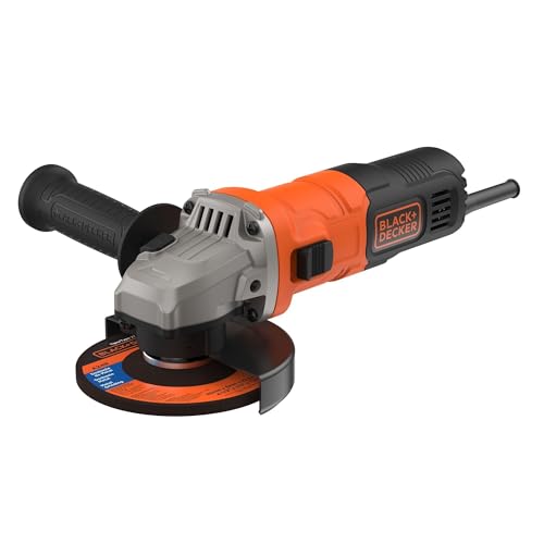 Black+Decker Winkelschleifer (710 W, 115 mm Scheibendurchmesser, Nullspannungsschalter, Sanftanlauf, rutschfester Gehäusegriff zum Schleifen, Trennen, Entrosten) BEG010, Cranberry von Black+Decker