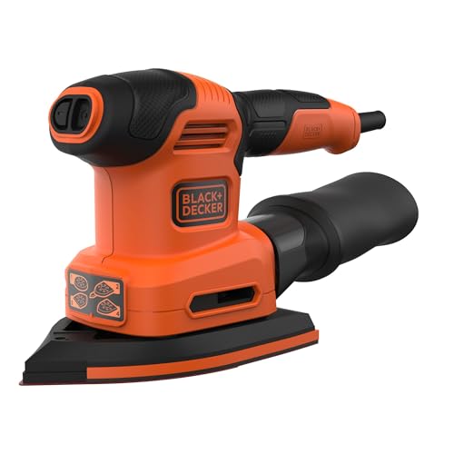 Black+Decker BEW200-QS 4-in-1 Multischleifer (Schwingschleifer-, Dreiecksschleifer-, Exzenterschleifer- und Fingerschleiffunktion, 200W, mit Klettfix und Staubfangbehälter, inkl. Zubehör), Cranberry von Black+Decker