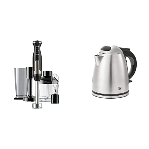 Black+Decker BXHBA1500E Stabmixer, 1500, Edelstahl & WMF Stelio Wasserkocher Edelstahl 1,2l, elektrischer Wasserkocher mit Kalk-Wasserfilter, 2400 W, Wasserstandsanzeige beleuchtet, edelstahl matt von Black+Decker