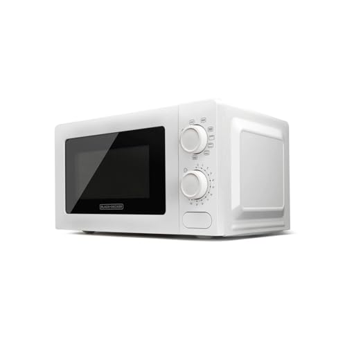 Black+Decker BXMZ700E - Mikrowelle mit Grill und 20l Volumen, 700W Mikrowellenleistung und 900W Grillleistung, 9 Leistungsstufen. Auftaufunktion. 30-Minuten-Timer. Kompaktes Design. Innenbeleuchtung Weiß von BLACK+DECKER