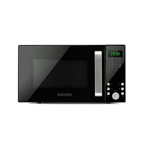 Black+Decker BXMZ900E - 23L digitale Mikrowelle mit Grill, 900W Grillleistung und 1000W Grill, Auftaufunktion. 60-Minuten-Timer. Automatikprogramm mit 9 Rezepten, Schwarz von Black+Decker