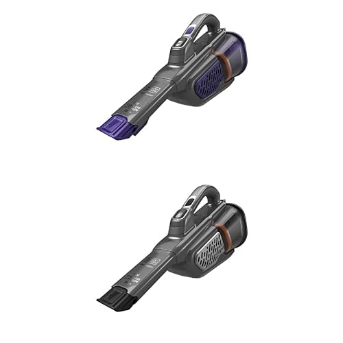 Black+Decker Bundle of 36W/18V Akku-Handstaubsauger, integrierte ausziehbare Fugendüse, inkl. Tierhaarbürste, Titanium/Silber/Violett 36 Wh / 18 V Akku-Handstaubsauger Dustbuster von Black+Decker