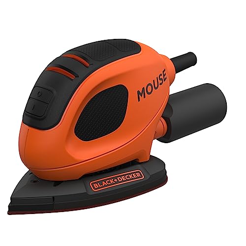 Black+Decker Dreieckschleifer Mouse (55 Watt, 133 x 95 mm, mit Staubsaugeradapter, zum Schleifen/Polieren, Klettfix-System, inkl. 6 Schleifpapiere + 12 Ersatzschleifpapierspitzen, Koffer) BEW230K von Black+Decker