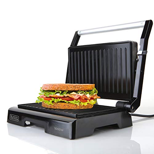 BLACK+DECKER BXGR1000E Kontaktgrill, 1000W, Kunststoff, Schwarz von Black+Decker