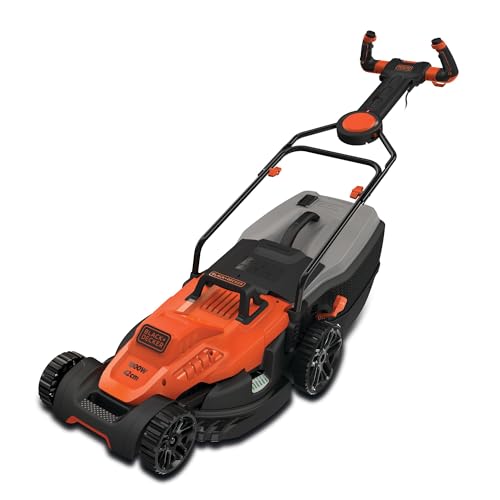 Black+Decker Elektro-Rasenmäher mit EasySteer Lenkgriff (1.800W, 42cm Schnittbreite, 6-Fach Höhenverstellung, 50l Grasfangbehälter, ideal für große Gärten) BEMW481ES von Black+Decker