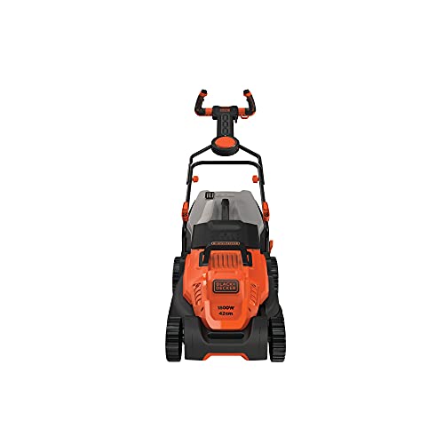 Black+Decker Elektro-Rasenmäher mit EasySteer Lenkgriff (1.800W, 42cm Schnittbreite, 6-Fach Höhenverstellung, 50l Grasfangbehälter, ideal für große Gärten) BEMW481ES von Black+Decker