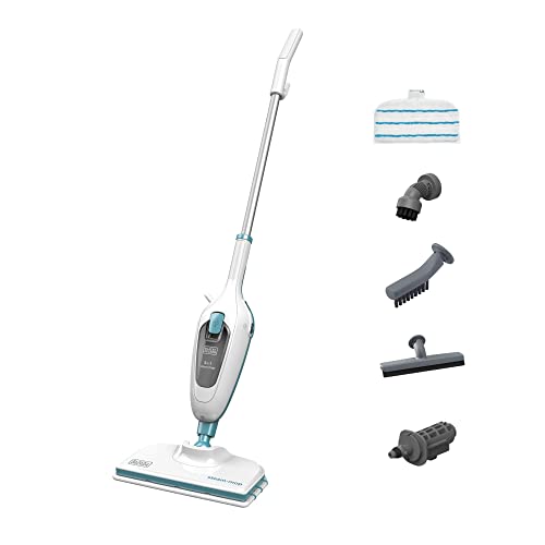 Black+Decker 5-in-1 Dampfbesen Steam Mop, (Dampfreiniger für hygienische, gründliche Sauberkeit, 5-teiliges Zubehörset, abnehmbarer Stiel, einfache Bedienbarkeit), 1300 W von Black+Decker