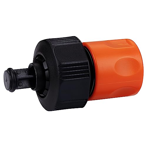 BLACK+DECKER Gartenschlauch Schnellkupplung - mit Wasserstop - 5/8'-3/4' - ⌀16-19 mm - Kunststoff - Schwarz/Orange von Black+Decker