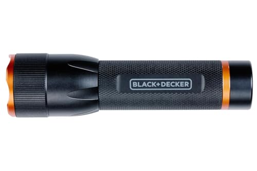 Black+Decker LED Taschenlampe 120 Lumen - 3W - 140M Reichweite - 3 Leuchtmodi: Hoch, Niedrig, Pulsierend - Schwarz/Orange von Black+Decker