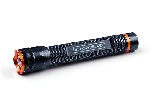 BLACK+DECKER LED Taschenlampe 200 Lumen - 3.5W - 65M Reichweite - 3 Lichtmodi: Hoch, Niedrig, Pulsierend - Schwarz/Orange von Black+Decker