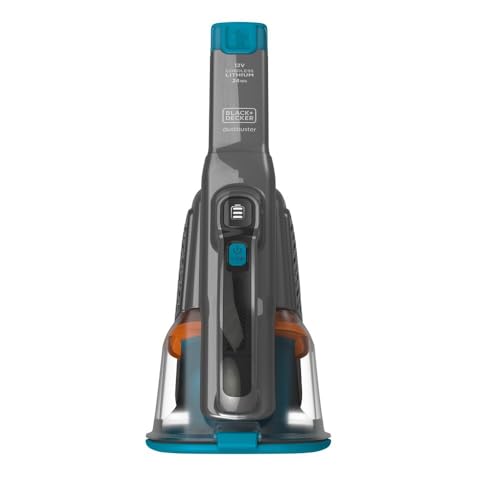 Black+Decker Lithium Dustbuster BHHV320B mit Cyclonic Action – 12V, 25AW, Akku Handstaubsauger mit ausziehbarer Fugendüse & Ladestation – Beutelloser, kabelloser Staubsauger – Titanium/Blau von Black+Decker