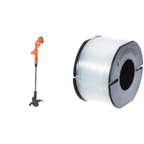 Black+Decker Rasentrimmer (18V 1,5Ah, 25 cm Schnittbreite, AFS Reflex Fadenverlängerung, für kleine und mittlere Gärten) & Ersatzfaden Reflex (für Gartentrimmer, 50 m Länge, 1,5 mm Durchmesser) A6171 von Black+Decker