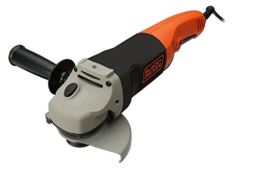 Black+Decker Winkelschleifer (mit 3-Positionen-Zusatzhandgriff, 1200 W, 125 mm, Nullspannungsschalter, Spindelarretierung, Sanftanlauf, rutschfester Gehäusegriff, zum Schleifen, Entrosten), Orange von Black+Decker