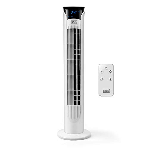 BLACK+DECKER BXEFT47E Turmventilator, 45W, 3 Geschwindigkeiten, Zeitschaltuhr 12h, Leistungsstark, Kunststoff, 81 cm hoch, weiß von BLACK+DECKER