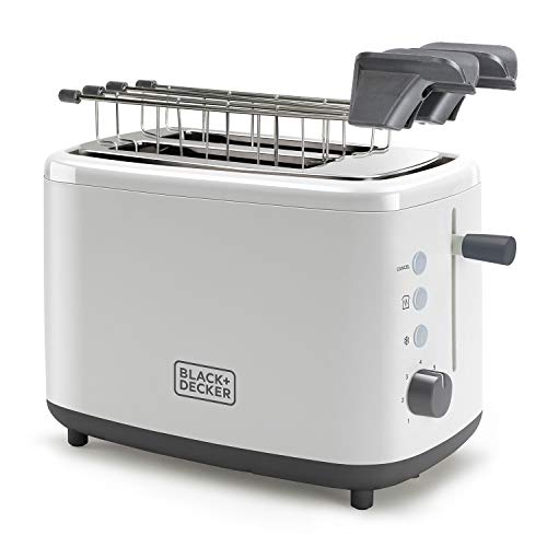 Black+Decker | Toaster | BXTOA820E | 820W | 2 breite Toastschlitze | 7 Röstgradstufen | Abnehmbarer Brötchenaufsatz | Weiß von Black+Decker