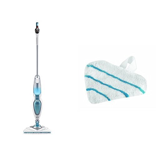 Black & Decker Dampfreiniger Steam Mop Deluxe, Stehender Dampf Mop für versiegelte Hartböden + Microfaser-Reinigungs-Pads, Delta-Ersatzpads für Delta-Aufsatz des Dampfbesen FSM1630 und Handdampfgerät von Black+Decker