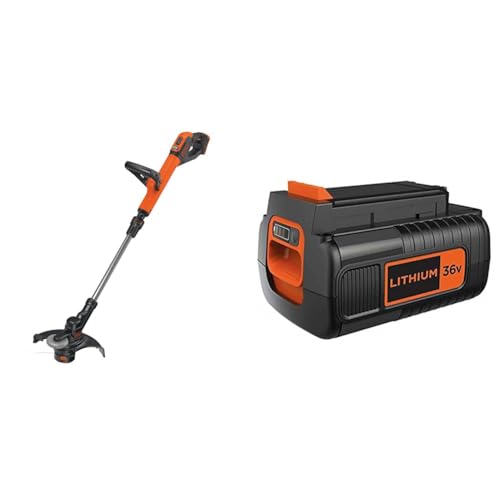 Bundle mit Black+Decker Akku-Rasentrimmer (18V 2,0Ah, 28 cm Schnittbreite, für größere Flächen geeignet, ohne Akku und Ladegerät) STC1820PCB + Black+Decker Li-Ion Ersatzakku von Black+Decker