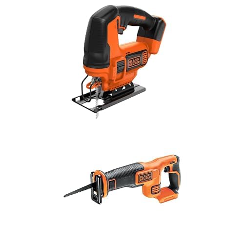 Bundle of Black+Decker Stichsäge +Black+Decker Li-Ion Akku-Säbelsäge (18V, 22 mm Hublänge, max. 110 mm Schnitttiefe, flexibler Sägeschuh, ergonomische Griffgummierung, ohne Akku und Ladegerät) BDCR18N von Black+Decker