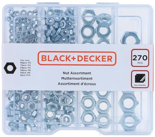 Muttern Sortiment Sechskantmuttern Muttern Set M3 M4 M5 M6 M8 M10 BLACK+DECKER von BLACK+DECKER