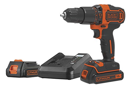 Schlagbohrmaschine 2-Gang 18 V 2 Ah Ion mit Koffer, 2 Akkus 2 Ah und Ladegerät 1 Amp Black & Decker bdchd18 K1b2-qw von Black+Decker