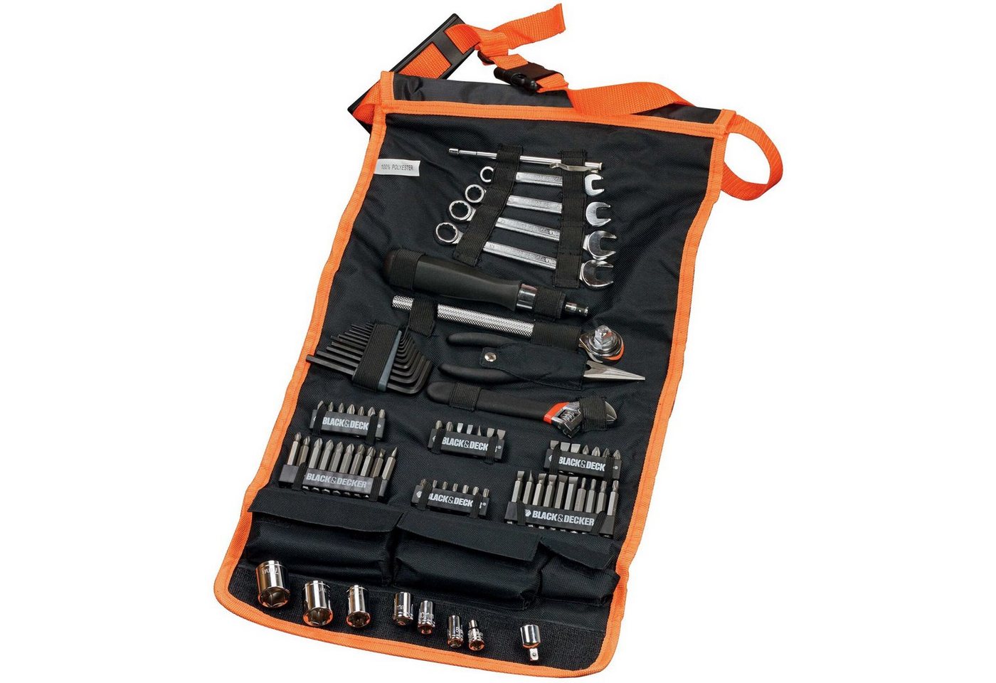 Black + Decker Werkzeugset Mechaniker-Set mit Rolltasche, 76-teilig von Black + Decker