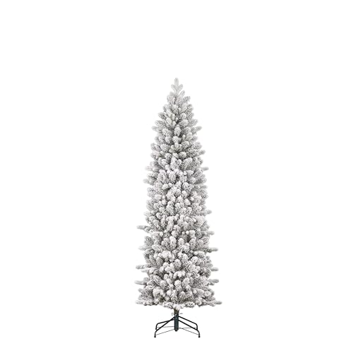 Black Box Trees Gerlos Schmaler Künstlicher Weihnachtsbaum in Jute mit warm-weißer LED-Beleuchtung - H75 x Ø36 cm - Grün Frosted von Black Box Trees