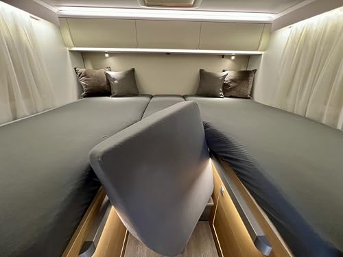 Black Forest Fox Spannbettlaken für Adria Heckbett Wohnmobil Camper Modelle – Passgenau, ägyptischer Baumwolle, Oeko-TEX® Zertifiziert (Grau, Matrix-5-teilig) von Black Forest Fox
