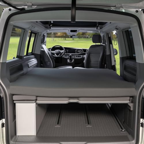 Black Forest Fox Wohnmobil Camper Van passgenaues Spannbettlaken Heckbett Faltbett VW T5 T6 T6.1 Beach ohne Küche (Grau, BFF-VW-T6beach-SL-23) von Black Forest Fox