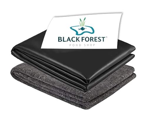 Black Forest Pond Shop Teichfolie EPDM - 1,00 mm, 9m x 6m Schwarz + 300g Teichvlies - für Teich Gartenteich Zierteich - 9,15 x 6 m von Black Forest Pond Shop