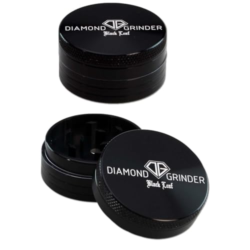Black Leaf Diamond Aluminium-Grinder 2-teilig Ø 40mm | hochwertiger Aluminium beschichteter Crusher | Premium Grinder mit Diamantschliff Zähnen | schwarz von Black Leaf