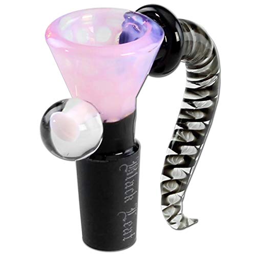 Black Leaf Glaskopf mit Siebchen | Glaskunstkopf NS 14 Wirbel | Bongkopf aus Borosilikatglas für Glas Bongs | Chillum Adapter Steckkopf 14,5 | Punkte Rosa von Black Leaf