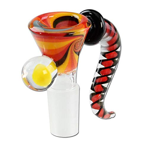 Black Leaf Glaskopf mit Siebchen | Glaskunstkopf NS 14 Wirbel | Bongkopf aus Borosilikatglas für Glas Bongs | Chillum Adapter Steckkopf 14,5 | Rot Orange von Black Leaf