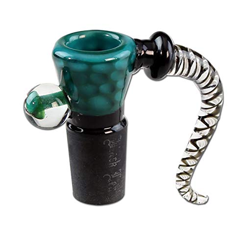 Black Leaf Glaskopf mit Siebchen | Glaskunstkopf NS 19 Wirbel | Bongkopf aus Borosilikatglas für Glas Bongs | Chillum Adapter Steckkopf 18,8 | Punkte Türkis von Black Leaf