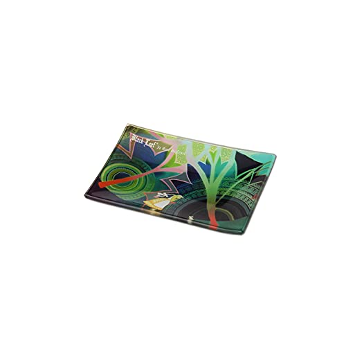 Black Leaf Rolling Tray Alice | Mixing Tray aus Glas | BAU-Unterlage 150x100mm | Glastablett zum Bauen von Black Leaf